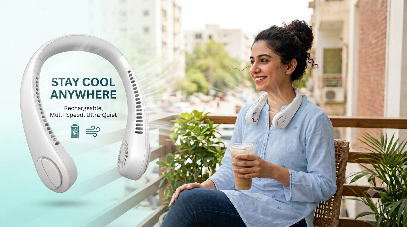 Portable Bladeless Neck Fan | USB Rechargeable | 360° Cooling